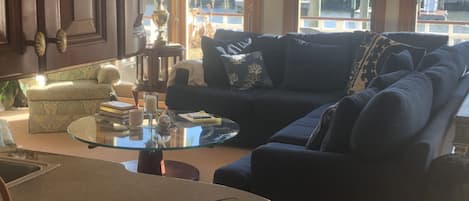 TV, fireplace, DVD player, books