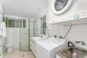 Hair dryer, towels