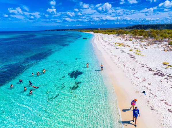 Private beach, white sand