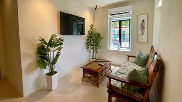 TV connectée, livres, espaces bureaux, écrans d'ordinateur