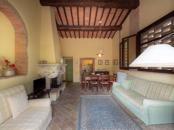 TV, fireplace