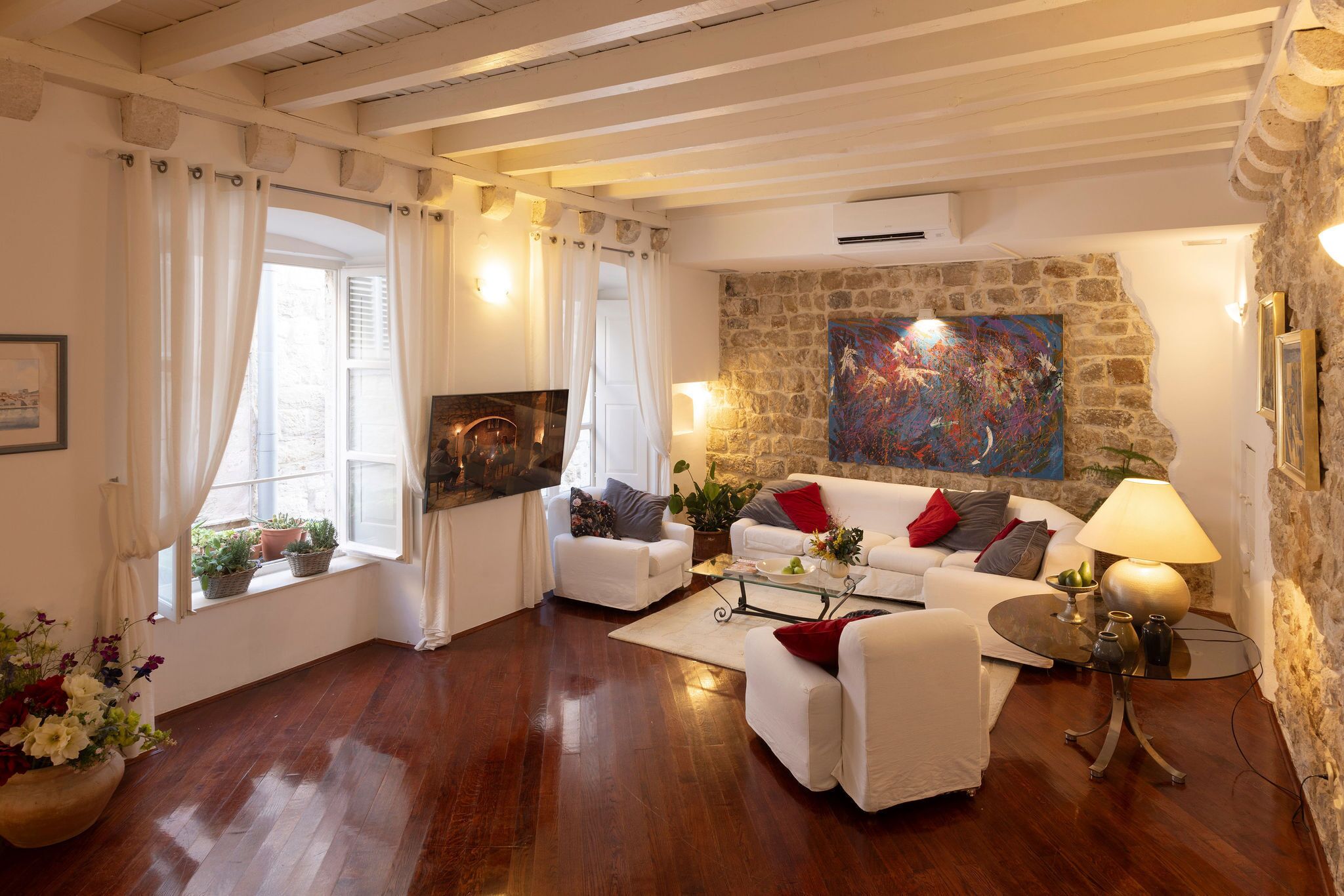 TV, DVD player, books