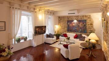 TV, DVD player, books