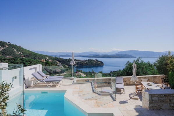 Pool - Pepe's Villa in Loustri on NE coast with private pool, WiFi, AirCon. Sleeps 4. (Corfu)