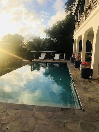 Outdoor pool. MONKEY PAW -BLUE CARIBBEAN MEETS MT NEVIS RAIN FORST