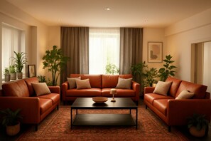 Bloc d'apartaments Deluxe | Sala d'estar | Televisor de pantalla plana 