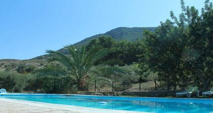 Mökki, jossa perheen uima-allas ja lastenallas