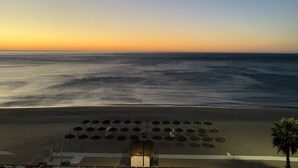 A beach view with umbrellas and a palm tree. - BEACHFRONT APARTMENT IN FUENGIROLA (Fuengirola)
