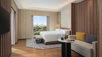 Premium bedding, down comforters, memory foam beds, minibar