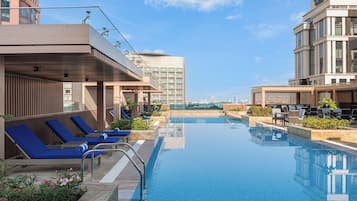 Outdoor pool, sun loungers