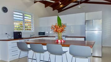 Luxury Villa | Private kitchen | Full-size fridge, microwave, oven, stovetop