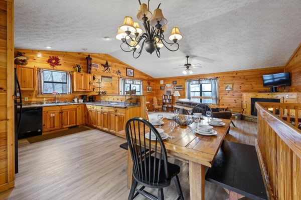 open concept kitchen/dining/living