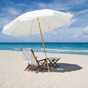 On the beach, beach towels
