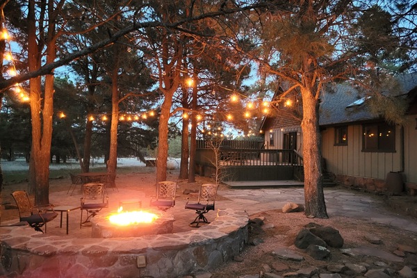 A real Flagstaff getaway on 5 acres with a gas firepit and deck.