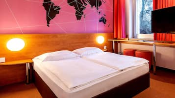 Habitación doble | Escritorio, sistema de insonorización, wifi gratis y ropa de cama