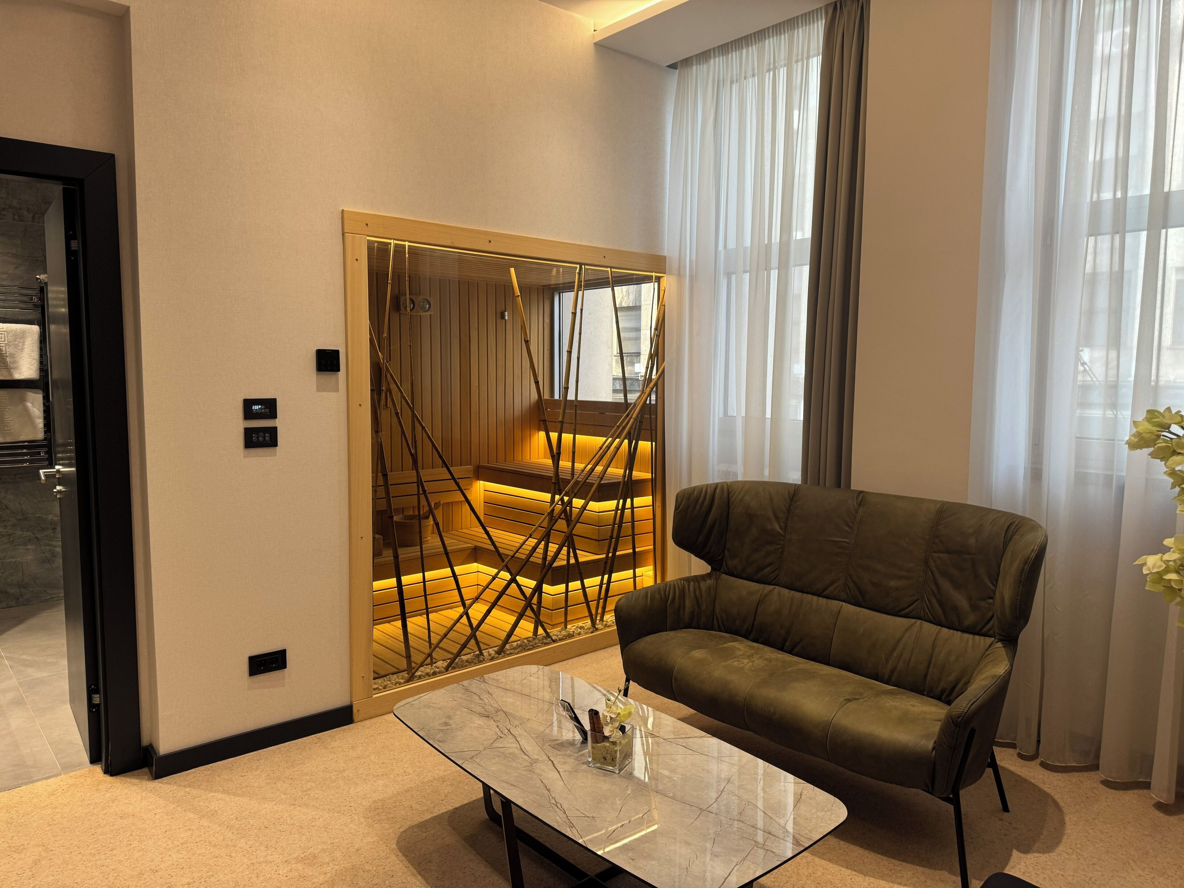 Superior Apartment, 1 Bedroom, Sauna | Egyptian cotton sheets, premium bedding, minibar, in-room safe