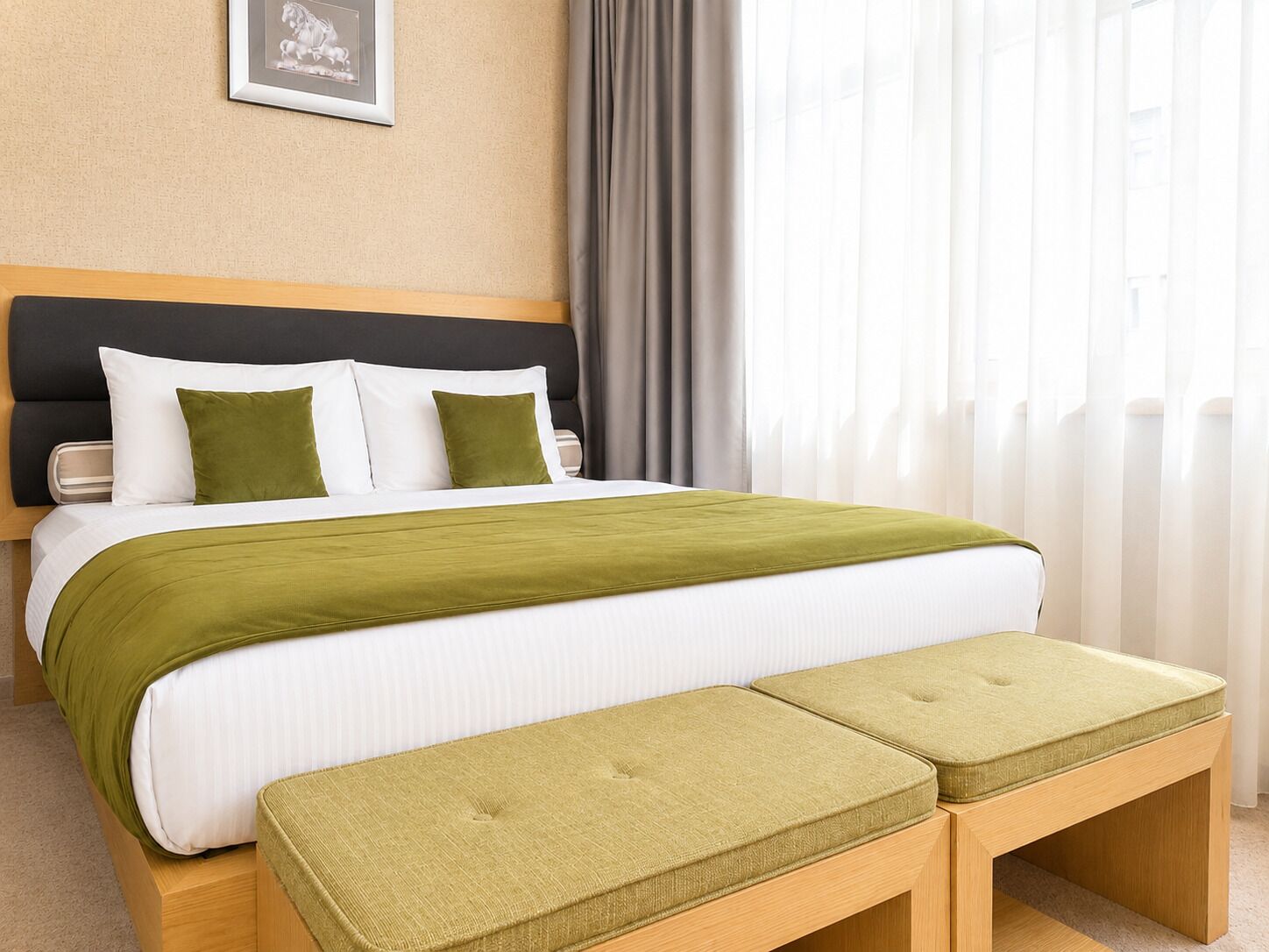 Egyptian cotton sheets, premium bedding, minibar, in-room safe