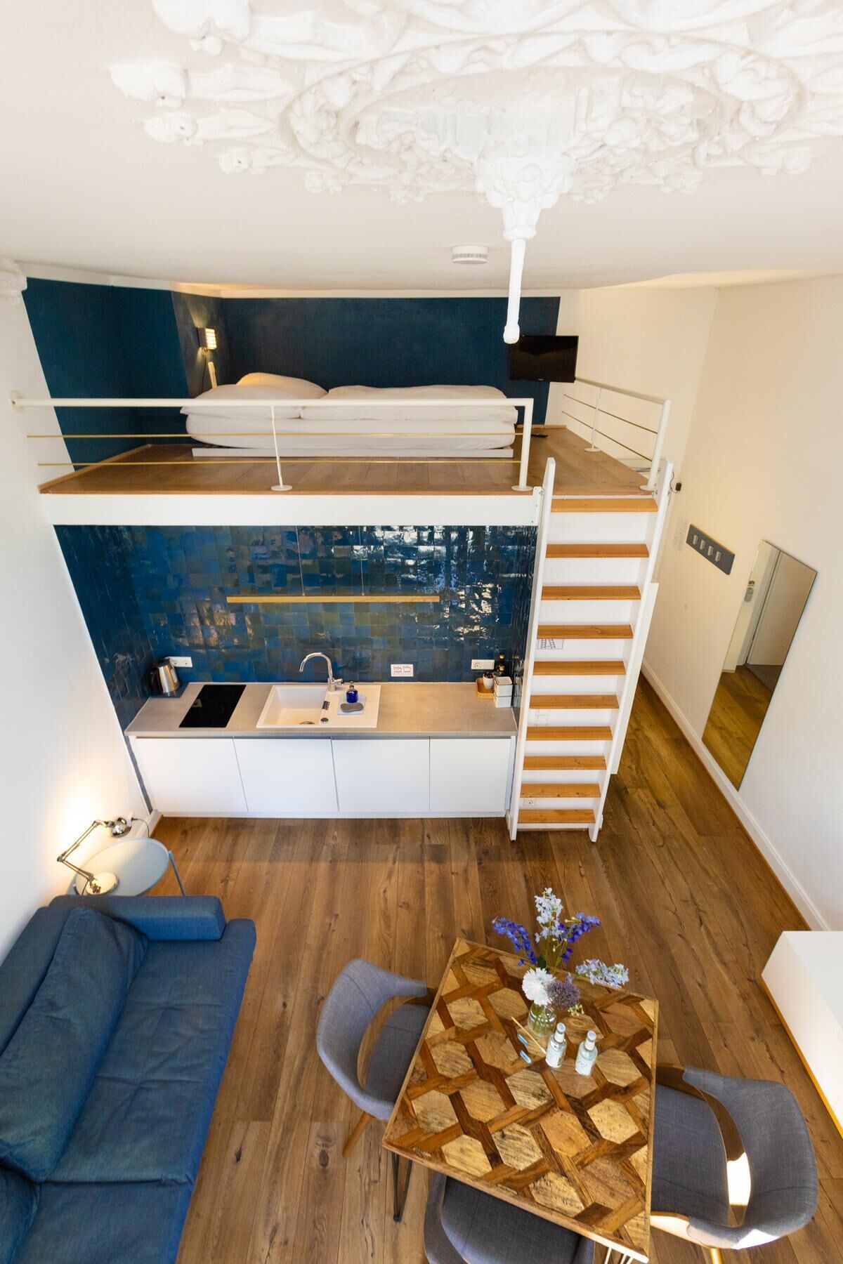 City studio, loft bed (W5) | Hypo-allergenic bedding available, desk, blackout drapes