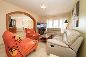 Apartment, 3 Bedrooms, Terrace, Sea View | Living area | Flat-screen TV - Pool Apartments Tolo (Novalja)