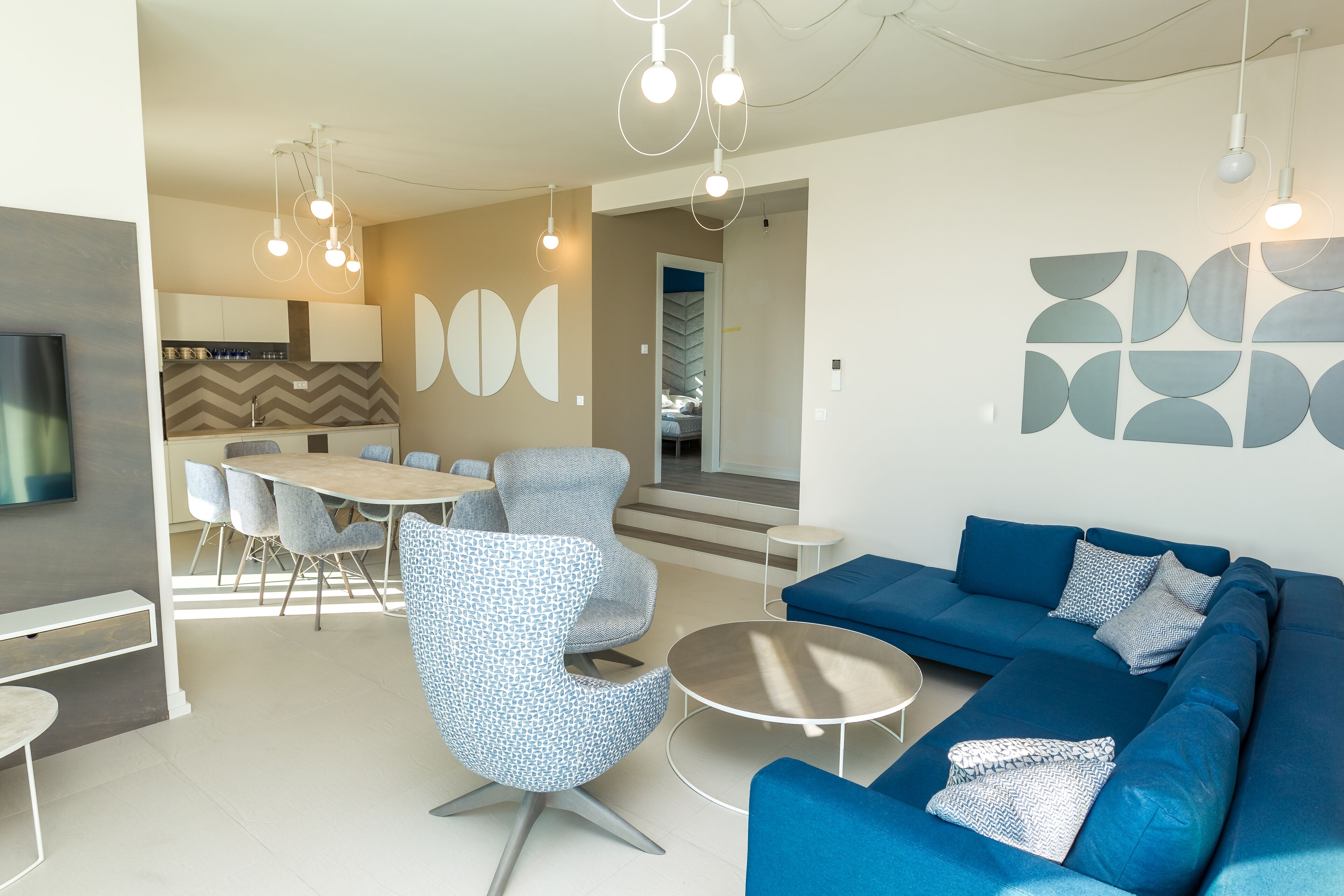 Exclusive Villa, 4 Bedrooms, Private Pool, Sea View | Living room | 45-inch flat-screen TV with cable channels, TV