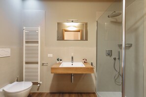 Regadera, secadora de cabello, bidet, toallas 