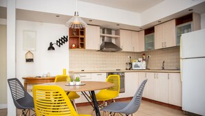Classic Apartment | Private kitchen | Coffee/tea maker, full-size fridge, microwave, oven - Stunning Sunny In Artistic Old Jaffa (Tel Aviv)