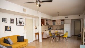 Classic Apartment | Living area | 42-inch LED TV with cable channels, TV, Netflix - Stunning Sunny In Artistic Old Jaffa (Tel Aviv)
