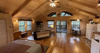 Private and Perfect! - hot tub, king bed, fireplace - dog and motorcycle friendly Studio Cabin by RedAwning