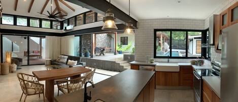 Fridge, microwave, oven, dishwasher