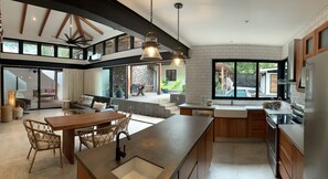 Fridge, microwave, oven, dishwasher