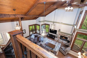 Smart TV, fireplace, video games, DVD player