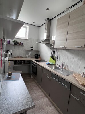 Kühlschrank, Mikrowelle, Herdplatte, Geschirrspüler