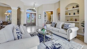 House, Multiple Beds (Stunning home with pool, spa and huge) | Living room - Stunning Home With Pool, spa and Huge Waterview (Marco Island)