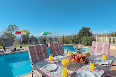 Luxury new villa on mountainside with private swimming pool & garden