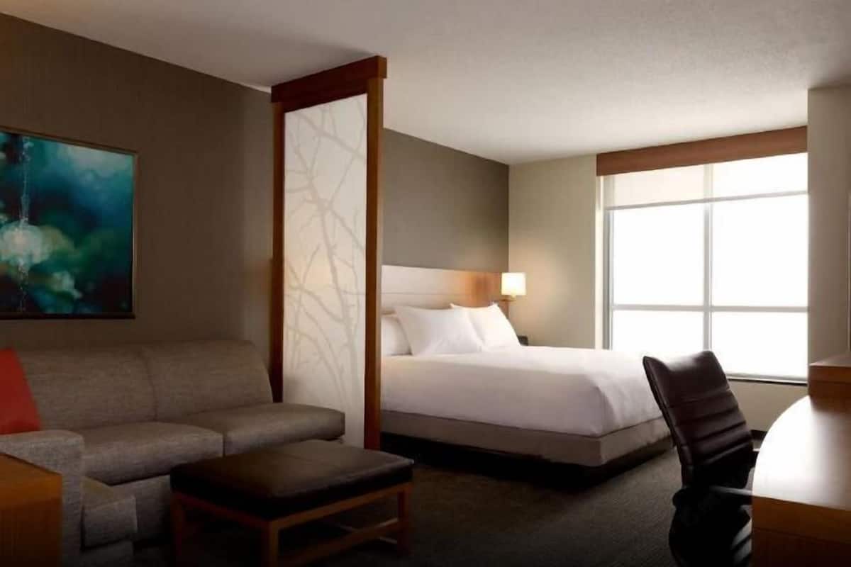 1 bedroom, desk, blackout curtains, soundproofing