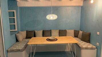 Fridge, microwave, stovetop, espresso maker