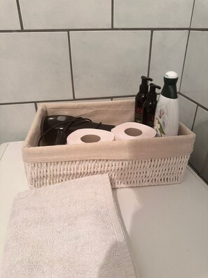 Free toiletries, hair dryer, bidet, towels