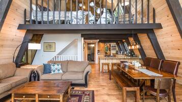 Smart TV, fireplace, DVD player, books