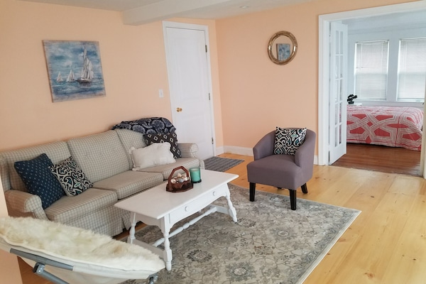 Newly renovated suite- open yet cozy at the same time. New pine floors!