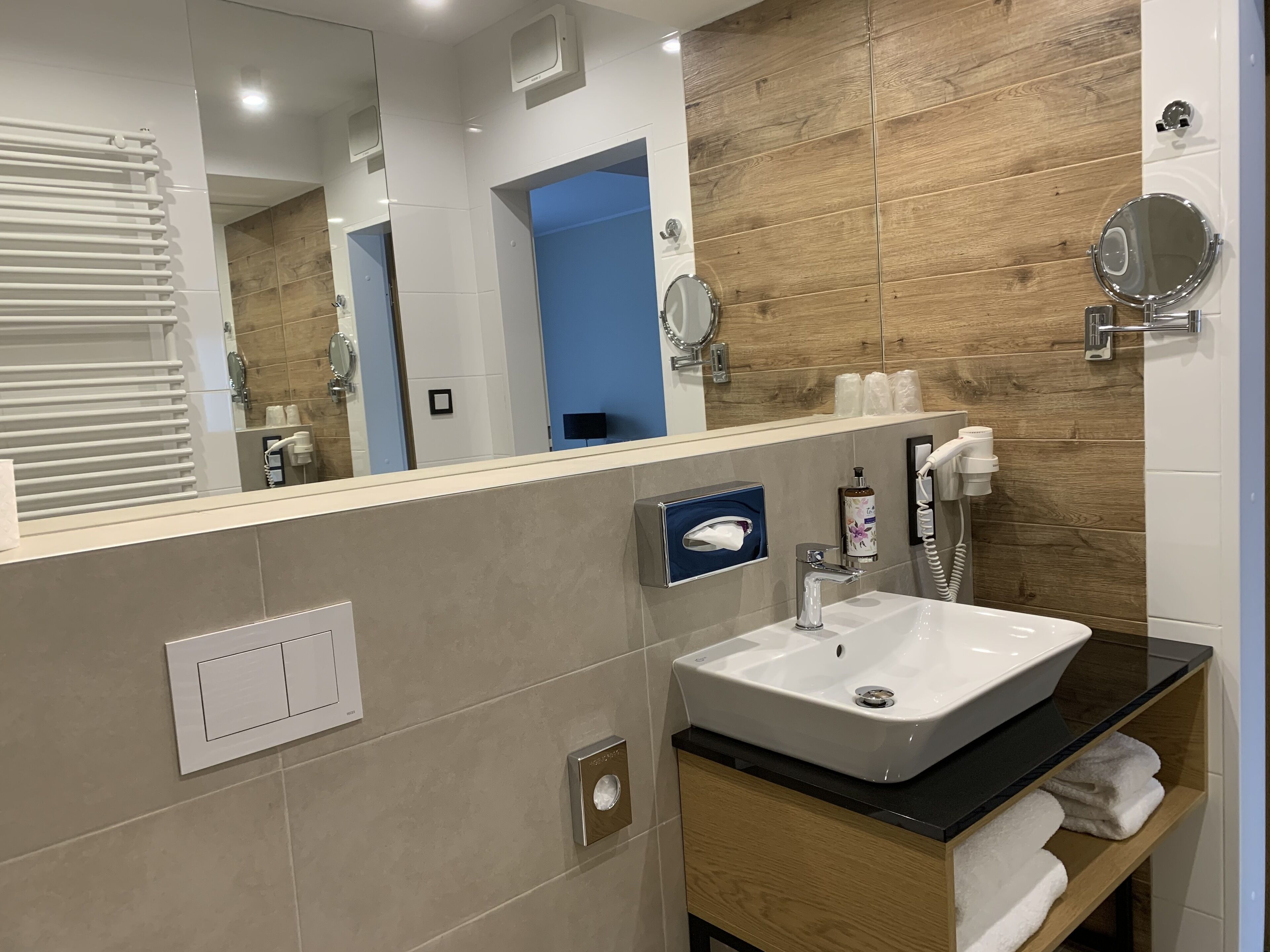 superior twin room | bathroom | designer toiletries, hair dryer, bathrobes, slippers