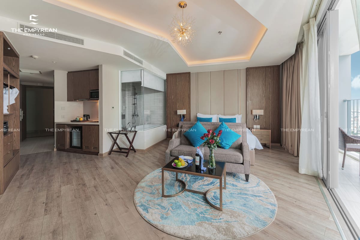 executive king ocean view | living area | 43-inch smart tv with digital channels, tv