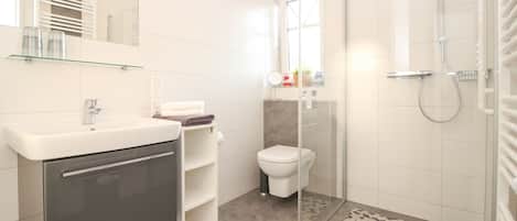 Ducha, secador de pelo, papel higiénico