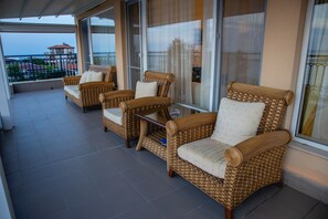 Deluxe Apartment, 2 Bedrooms, Balcony, Sea View | Balcony - FM Deluxe 2-BDR Apartment with Pool & Sea View in Sun Resort (Tsarevo)