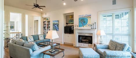 TV, DVD player, books