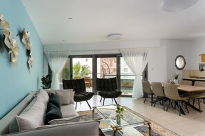 Classic Apartment, 3 Bedrooms | Living area | Flat-screen TV - The ambassador unique luxury home (Tel Aviv)