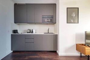 Fridge, microwave, dishwasher, cookware/dishes/utensils - Studio des roses 4 * place des Martyrs hyper center (Luxembourg)