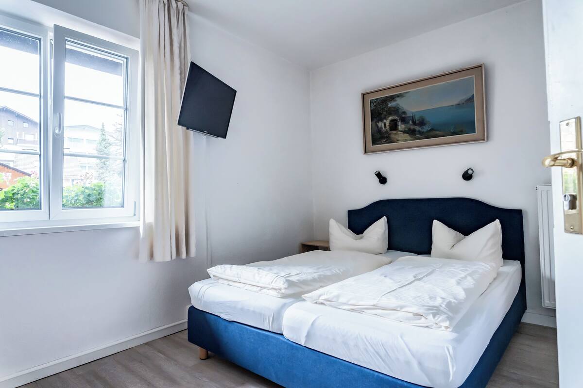Basic dubbelrum - 1 queensize-säng - eget badrum - utsikt mot bergen | Värdeförvaringsskåp på rummet, gratis wi-fi och sängkläder