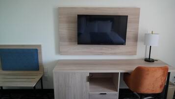 Desk, blackout drapes, iron/ironing board, free WiFi