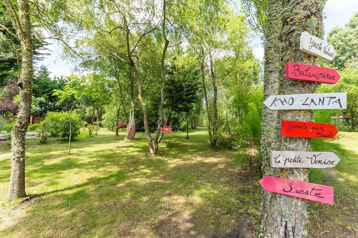 Un arbre sur lequel sont fixées plusieurs indications directionnelles pointant vers différentes destinations.