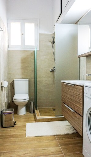 Ducha, secador de pelo y toallas